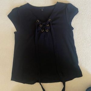 black lace up blouse, medium